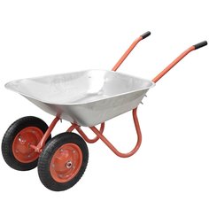 Тачка садовая двухколесная, сталь, 120 кг, 65 л, 0.6 мм, втулка D20 мм, PR 3.25х8, Техпром, WB6204S T