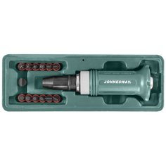 Отвертка реверсивная, 14 предметов, Jonnesway, с насадками, кейс, AG010138, 48302