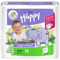 Подгузники для детей Maxi с эластичными боковинками 12 МЛ Bella Baby Happy