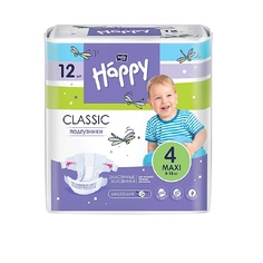 Подгузники для детей Classic Maxi с эластичными боковинками 12 МЛ Bella Baby Happy