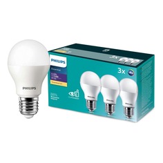 Лампочка Лампа светодиодная Philips E27 11W 3000K матовая (3 шт) 929002299547