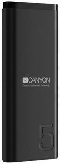 Аккумулятор внешний портативный Canyon PB-53 CNE-CPB05B 5000mAh, Smart IC, кабель Micro-USB 0.25m, black