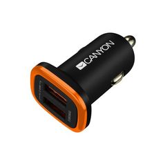 Зарядное устройство автомобильное Canyon C-02 CNE-CCA02B 2*USB, 2.1A, Smart IC, black/orange
