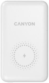 Аккумулятор внешний портативный Canyon PB-1001 беспроводной, магнитный, 10000mAh, 2*USB-C/Lightning, 2*USB-A/USB-C PD, белый