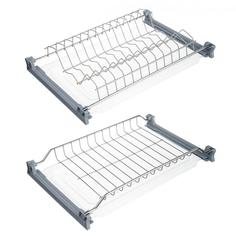 Сушилка для посуды для верхнего шкафа 45 см, двухъярусная с двумя поддонами, хром