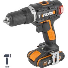 Дрель-шуруповерт бесщеточная ударная Worx WX367.3, 20 В Li-ion 2x2 Ач