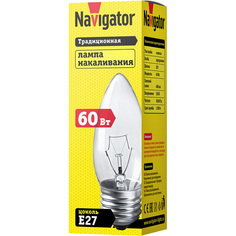 Лампы накаливания лампа накаливания NAVIGATOR 60Вт E27 230В 660Лм свеча