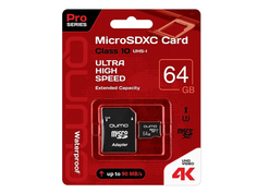 Карта памяти 64Gb - Qumo MicroSDXC UHS-I U3 QM64GMICSDXC10U3NA