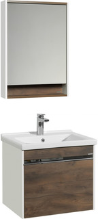 Комплект мебели белый глянец/таксония темная 60 см Акватон Капри 1A230101KPDB0 + 1WH302421 + 1A230302KPDB0