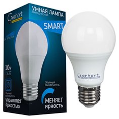 Лампа светодиодная E27, 10 Вт, груша, 4200 К, свет теплый белый, Gerhort, 3 уровня яркости