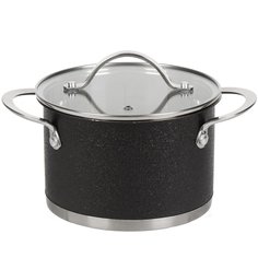 Кастрюля нержавеющая сталь, 2.1 л, крышка стекло, Daniks, Денвер, GS-01337-16CA, индукция