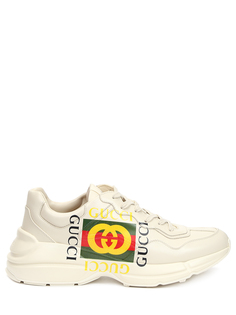 Кроссовки кожаные с принтом Rhyton Gucci