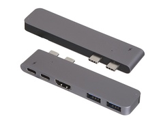 Хаб USB Baseus Thunderbolt C+ Dual Type-C - USB 3.0/HDMI/Type-C Female HUB Converter Deep Space Grey CAHUB-B0G