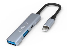 Хаб USB Earldom ET-HUB11 2xUSB 3.0/Lightning/MicroSD Grey 0L-00055093