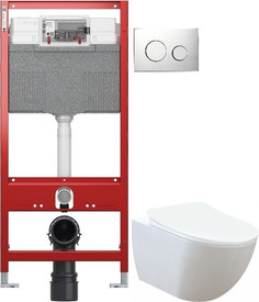 Комплект подвесной унитаз Creavit Free FE320-11CB00E-0000 + KC0903.02.0000E + система инсталляции TECE 9300302 + 9240626