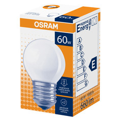 Лампы накаливания лампа накаливания OSRAM 60Вт E27 2700K 230В шар A55 матовая