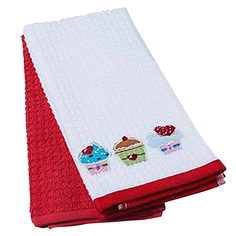 Комплекты кухонных полотенец комплект полотенец кухонных TAC махр. с вышивкой Пирожные 40х60см 2шт белый/красный, арт.5012-39242