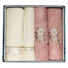 Полотенца комплект полотенец махр. TAC Bambu 2шт 50х90см, 2шт 85х150см розовый/кремовый, арт.9795-46530