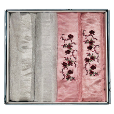 Полотенца комплект полотенец махр. TAC Bambu 2шт 50х90см, 2шт 85х150см розовый/серый, арт.9795-46486