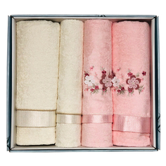 Полотенца комплект полотенец махр. TAC Bambu 2шт 50х90см, 2шт 85х150см розовый/кремовый, арт.9795-46448