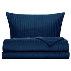 Комплекты 2-спальные постельное белье 2сп COTTONIKA сатин-страйп 2 нав.50х70см синее, арт.2,0сп5х7стр.син