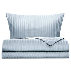 Комплекты 2-спальные постельное белье 2сп COTTONIKA сатин-страйп 2 нав.50х70см голубое, арт.2,0сп5х7стр.гол