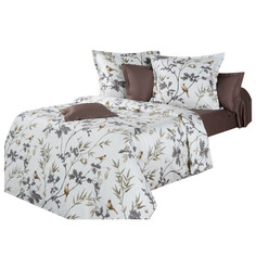 Комплекты 2-спальные постельное белье 2сп BALIMENA Birds White мако-сатин 2 нав.50х70см, арт.МС 2 Birds White
