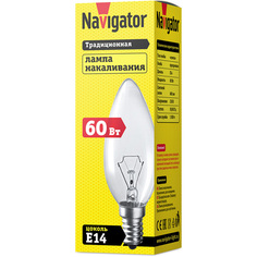 Лампы накаливания лампа накаливания NAVIGATOR 60Вт E14 230В 660Лм свеча