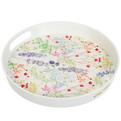 Поднос бамбук, 30 см, круглый, Вальс цветов, Y4-5472