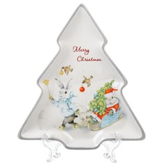 Блюдо доломит, сервировочное, фигурное, елка, Daniks, Зимние забавы