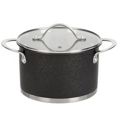 Кастрюля нержавеющая сталь, 2.9 л, крышка стекло, Daniks, Денвер, GS-01337-18CA, индукция