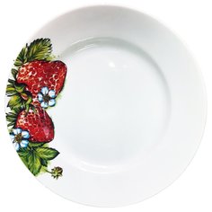 Тарелка десертная, керамика, 17.5 см, круглая, Гладкий край Клубника, Дулевский фарфор, 92812