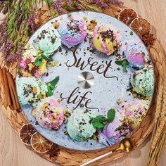 Блюдо стекло, для сервировки, круглое, 30 см, вращающееся, Daniks, Sweet life