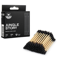 Бамбуковые Ватные палочки с органическим Черным хлопком Jungle Story
