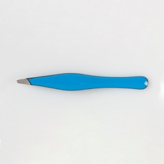 Пинцет скошенный, с округлой ручкой, голубой (эмаль) Zinger