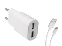 Зарядное устройство Red Line ТС-3A 2xUSB + кабель Lightning White УТ000032797