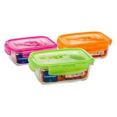 Контейнеры для СВЧ и холодильника контейнер LUMINARC Purebox Aктив 0,82л 18х13х6,5см прямоуг. с клапаном стекло, пластик микс цвета