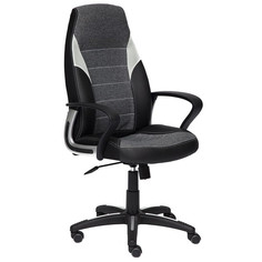 Кресла офисные кресло офисное INTER ST, черный, серый, серебро, кожзам, ткань