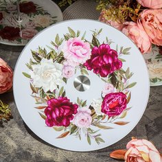 Блюдо стекло, для сервировки, круглое, 30 см, вращающееся, Daniks, Bliss