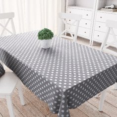 Скатерть 145х200 см, рогожка, 100%хл, Текс.лавка, Крупный горох сер, РФ,30098/39