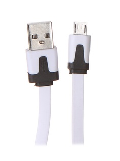 Аксессуар Delux USB - MicroUSB 97cm Flat White