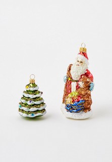 Набор елочных игрушек Грай "Дед Мороз с медвежонком и мешком подарков и ёлочка"