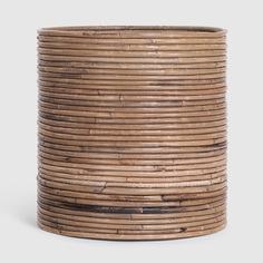 Кашпо Van der leeden Cylinder Stripe бежевое с коричневым 40х40 см