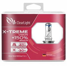 Лампы для фар автомобиля комплект ламп H4 X-treme Vision +150% Light 12В 55Вт 2шт Clearlight