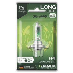 Лампы для фар автомобиля лампа CLEARLIGHT H4 LongLife 12В 55Вт 1шт
