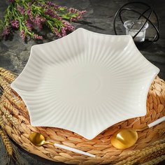 Блюдо керамика, фигурное, 30 см, белое, Daniks, Грейс, Y6-6004