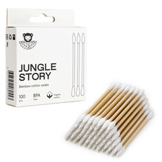 Бамбуковые ватные палочки для снятия макияжа белого цвета Jungle Story