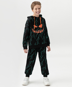 Брюки-джоггеры из флиса черные Button Blue