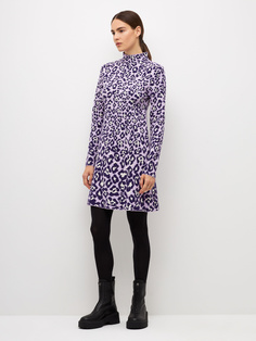 Вязаное платье с леопардовым принтом (фиолетовый, XS) Sela