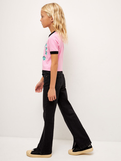 Джинсы клеш для девочек (черный, 146) Sela